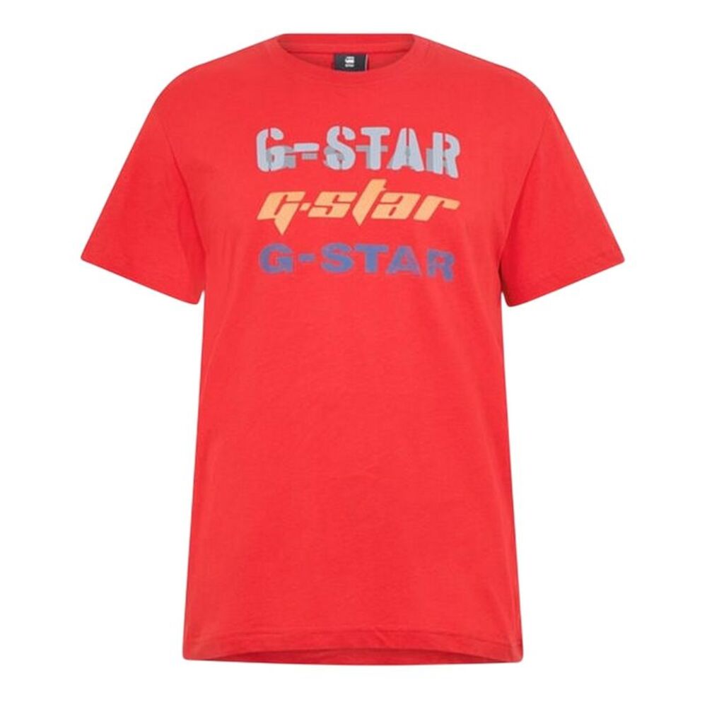 G-Star Girls Stacked Logo Cotton T-Shirt / Flame Red